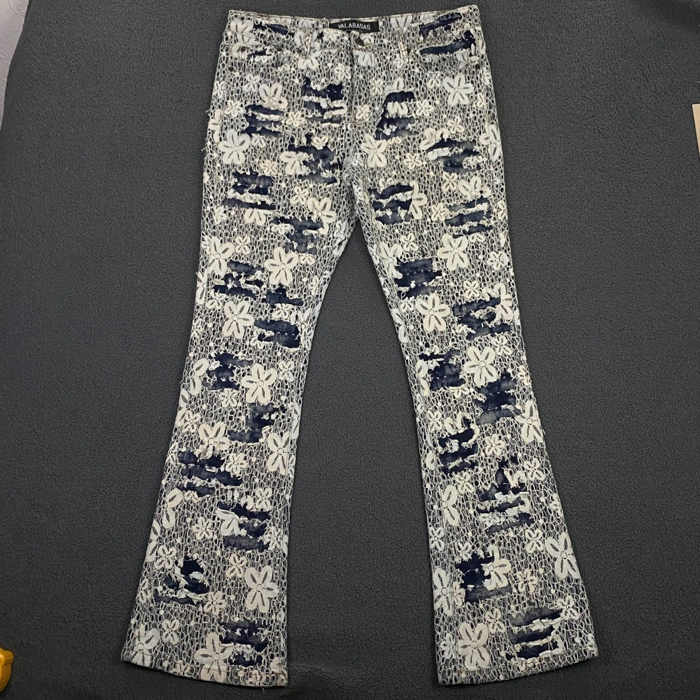 Valabasas Jeans Mens 38 Stacked Lace Floral Crochet Stretch Distressed